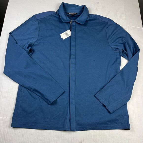 Michael Kors Other - Michael Kors Mens Soft Knit Button Shirt Blue Long Sleeve Collared Work Top XL *